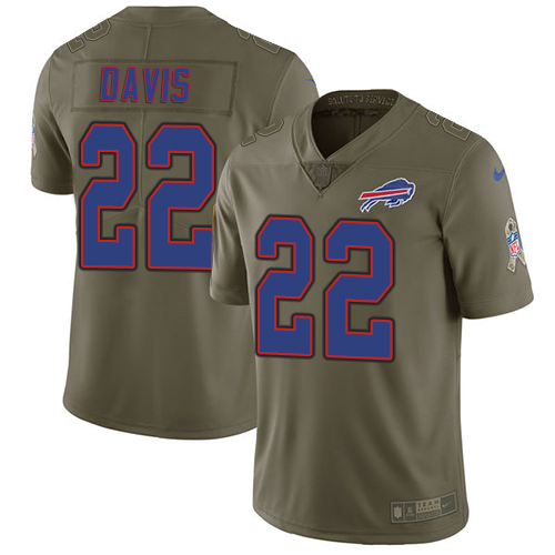 Nike Bills #22 Vontae Davis Olive Men's Stitched NFL Limited Salute To Service Jersey